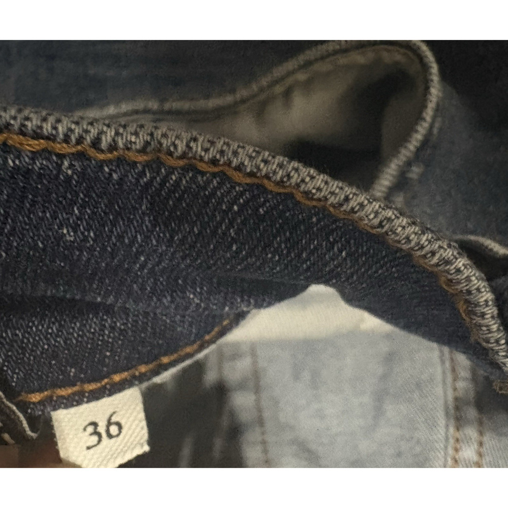 7 for All Mankind Straight Jeans Mens‎ 36 x 31 Blue Embroidered Whiskering - Picture 6 of 10